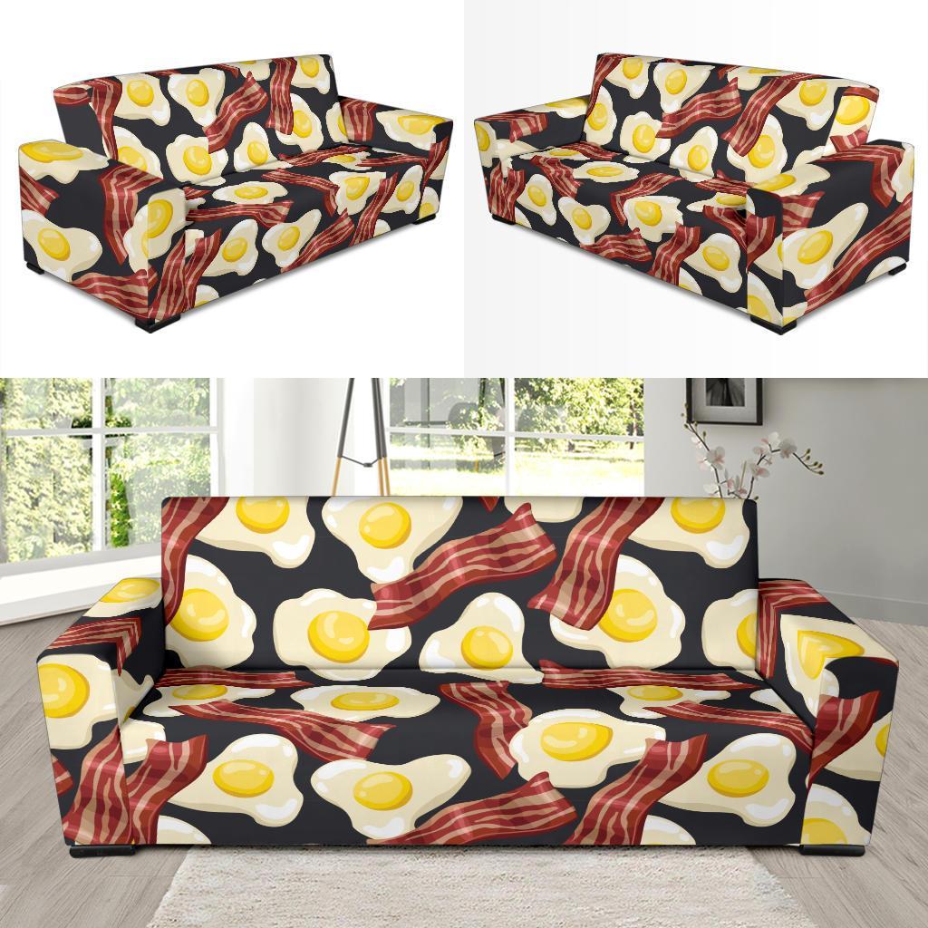 Egg Bacon Pattern Print Sofa Covers-grizzshop