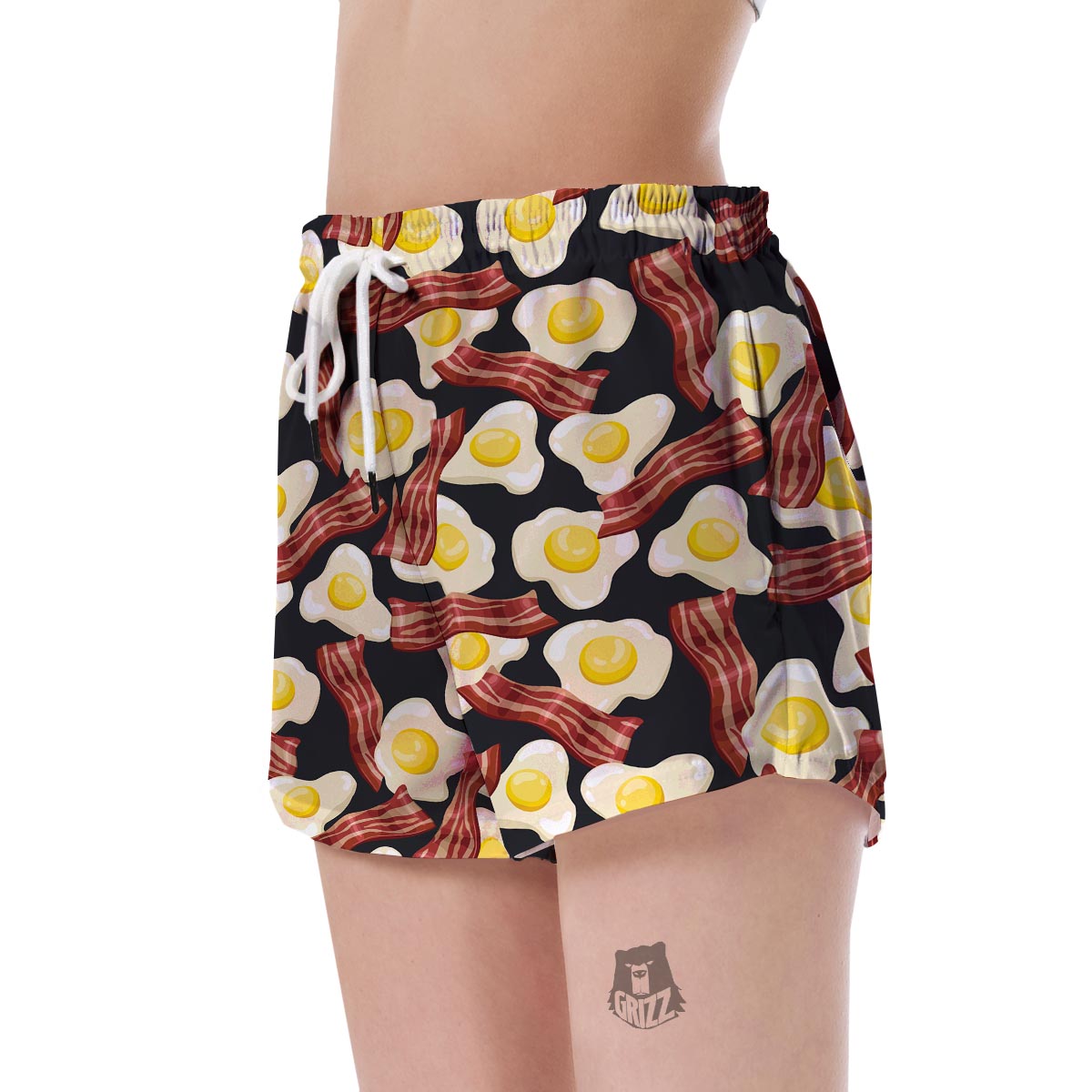Egg Bacon Pattern Print Women's Shorts-grizzshop