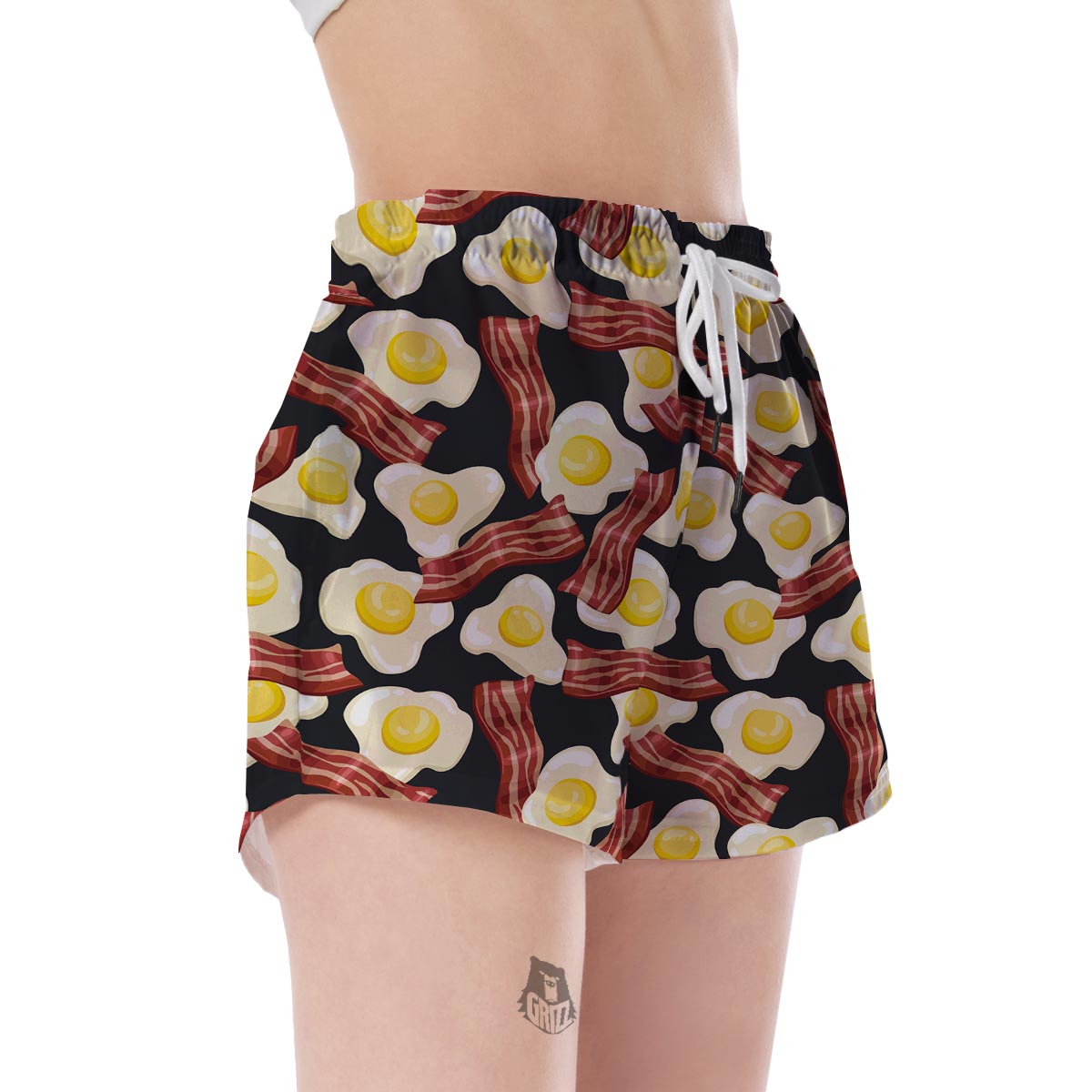 Egg Bacon Pattern Print Women's Shorts-grizzshop
