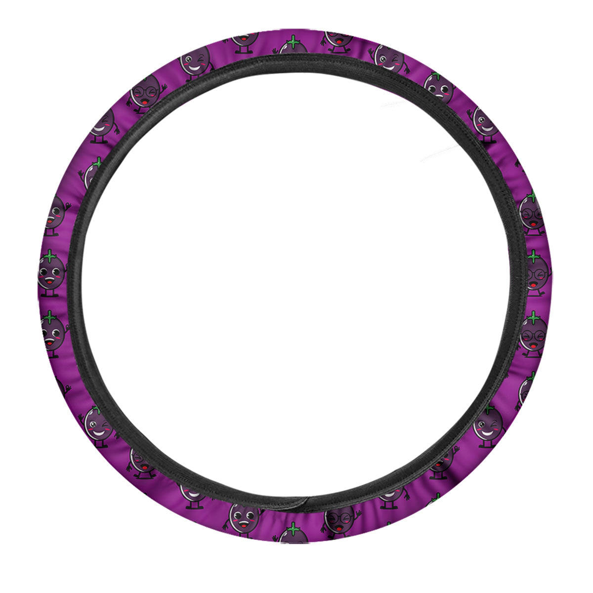 Eggplant Cartoon Print Pattern Car Steering Wheel Cover-grizzshop