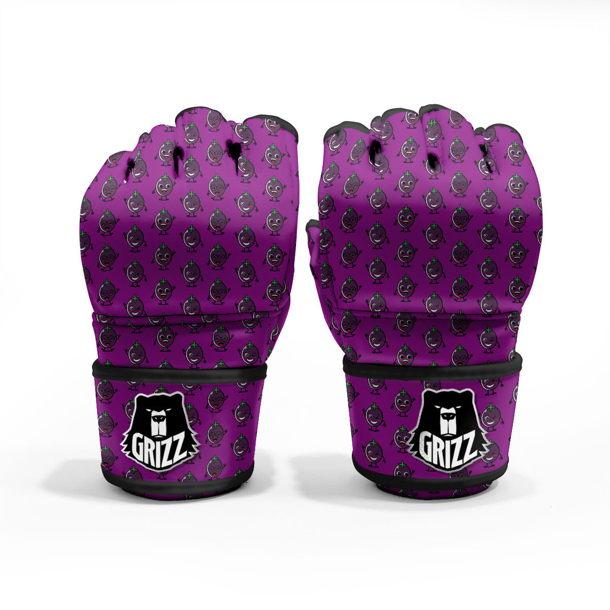 Eggplant Cartoon Print Pattern MMA Gloves-grizzshop