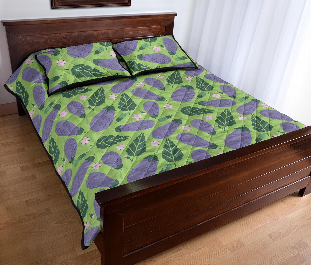Eggplant Cute Pattern Print Bed Set Quilt-grizzshop