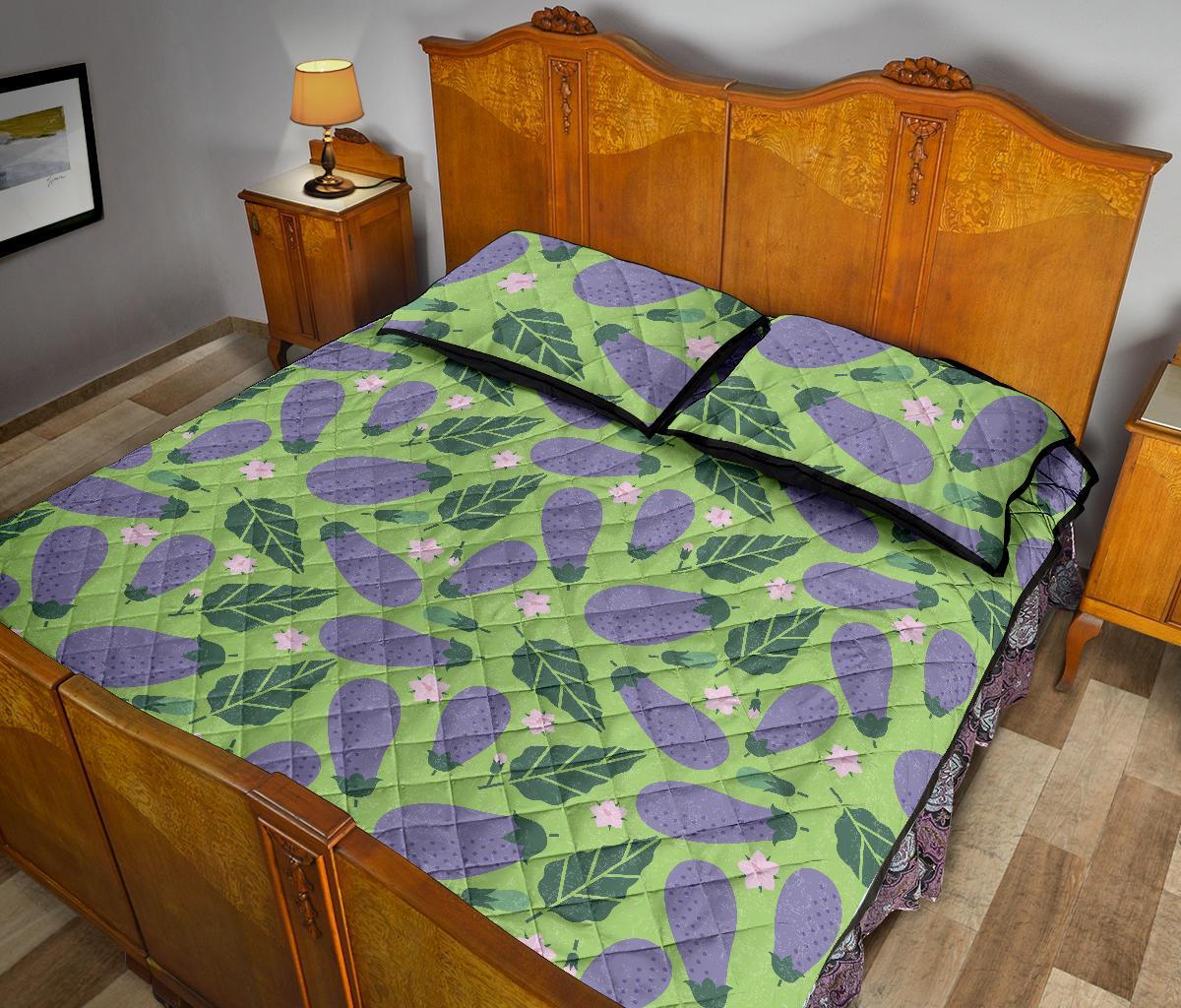 Eggplant Cute Pattern Print Bed Set Quilt-grizzshop