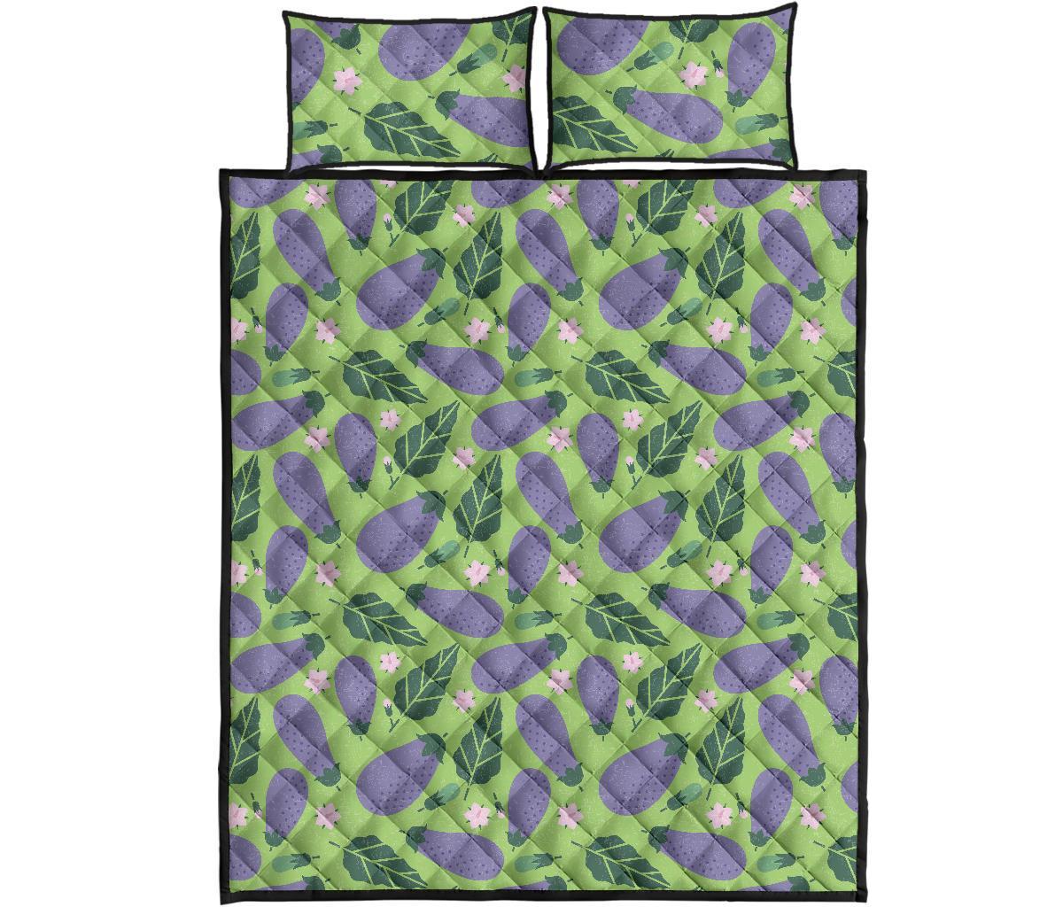 Eggplant Cute Pattern Print Bed Set Quilt-grizzshop
