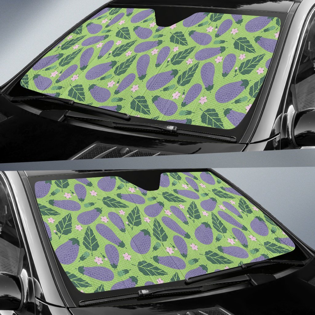 Eggplant Cute Pattern Print Car Sun Shade-grizzshop