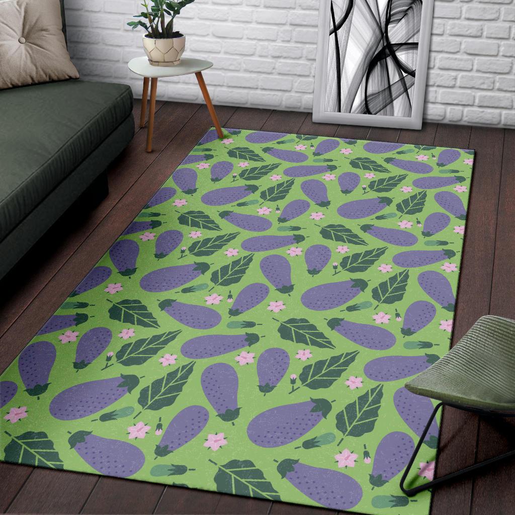 Eggplant Cute Pattern Print Floor Mat-grizzshop