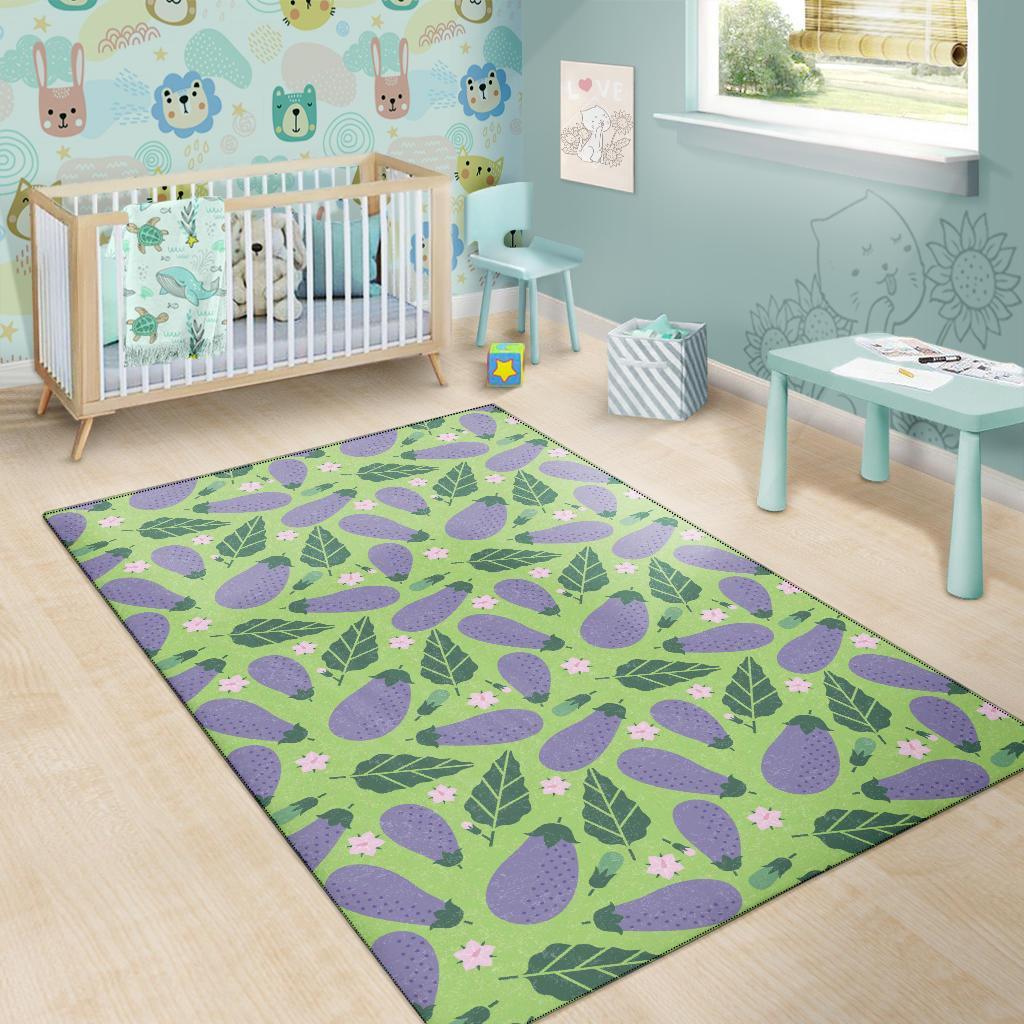 Eggplant Cute Pattern Print Floor Mat-grizzshop