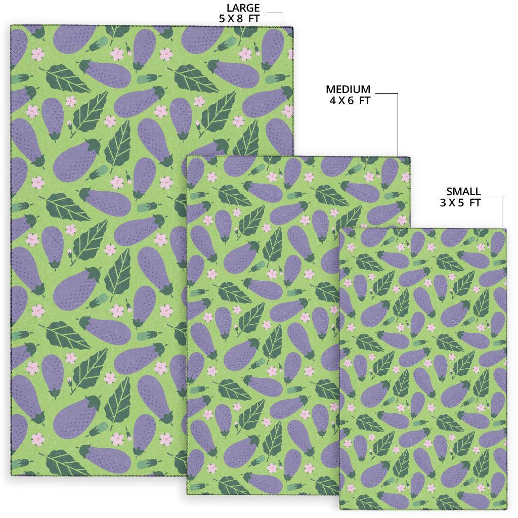 Eggplant Cute Pattern Print Floor Mat-grizzshop