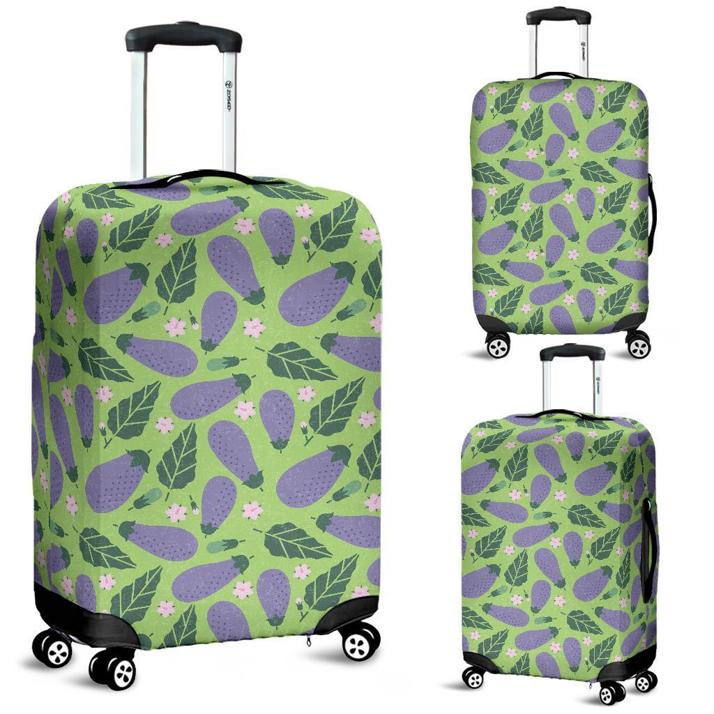 Eggplant Cute Pattern Print Luggage Cover Protector-grizzshop