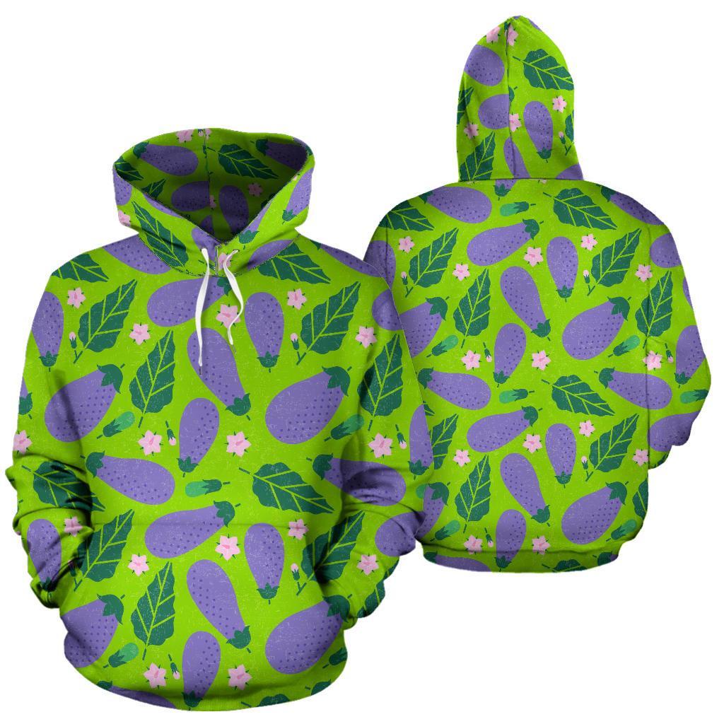 Eggplant Cute Pattern Print Men Women Pullover Hoodie-grizzshop