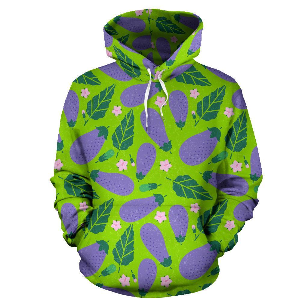 Eggplant Cute Pattern Print Men Women Pullover Hoodie-grizzshop