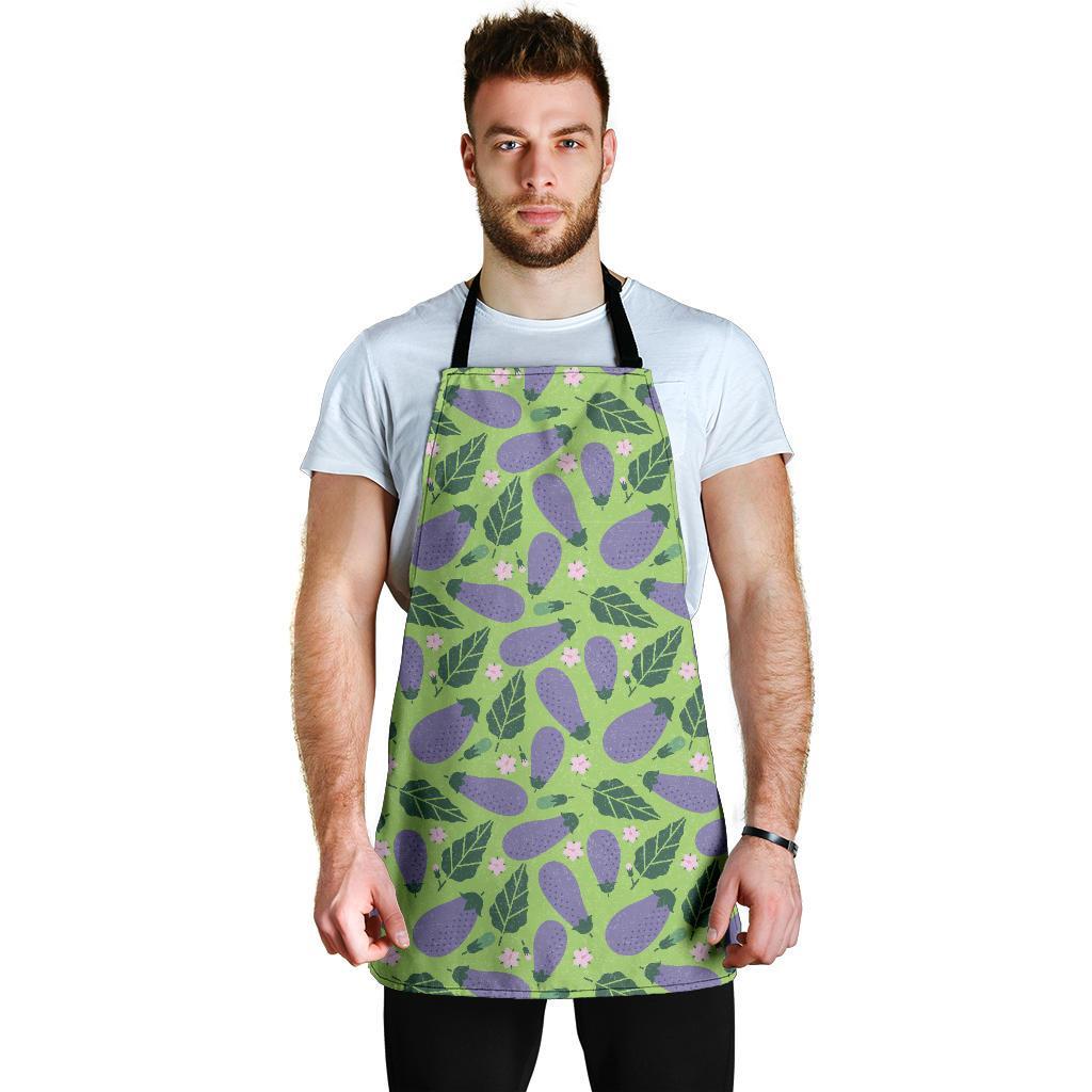 Eggplant Cute Pattern Print Men's Apron-grizzshop