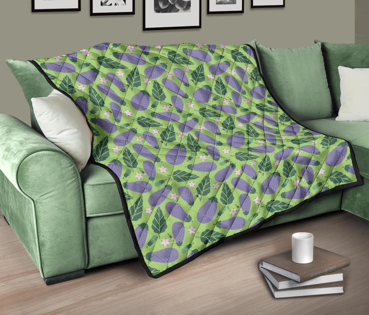 Eggplant Cute Pattern Print Quilt-grizzshop