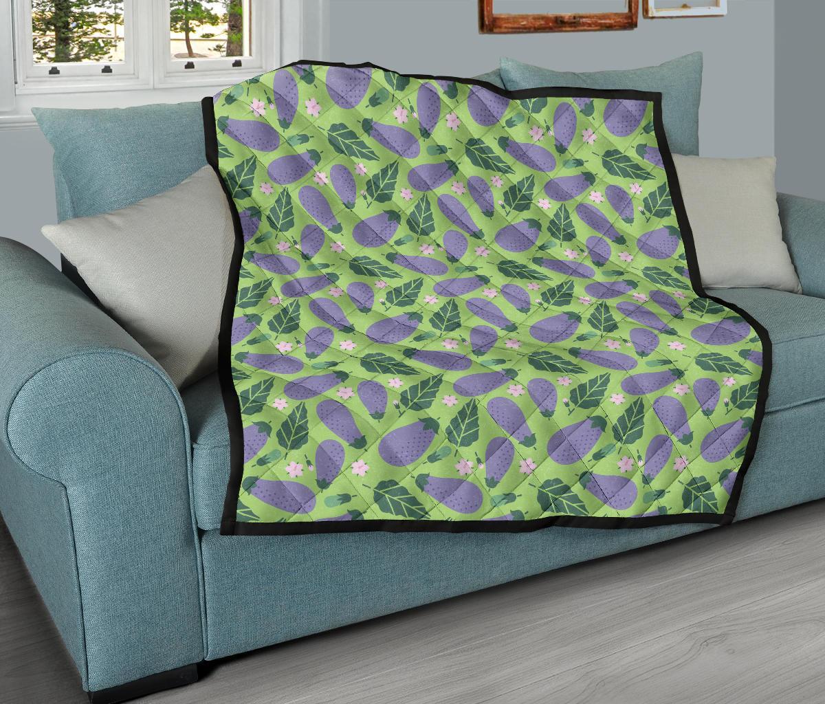 Eggplant Cute Pattern Print Quilt-grizzshop