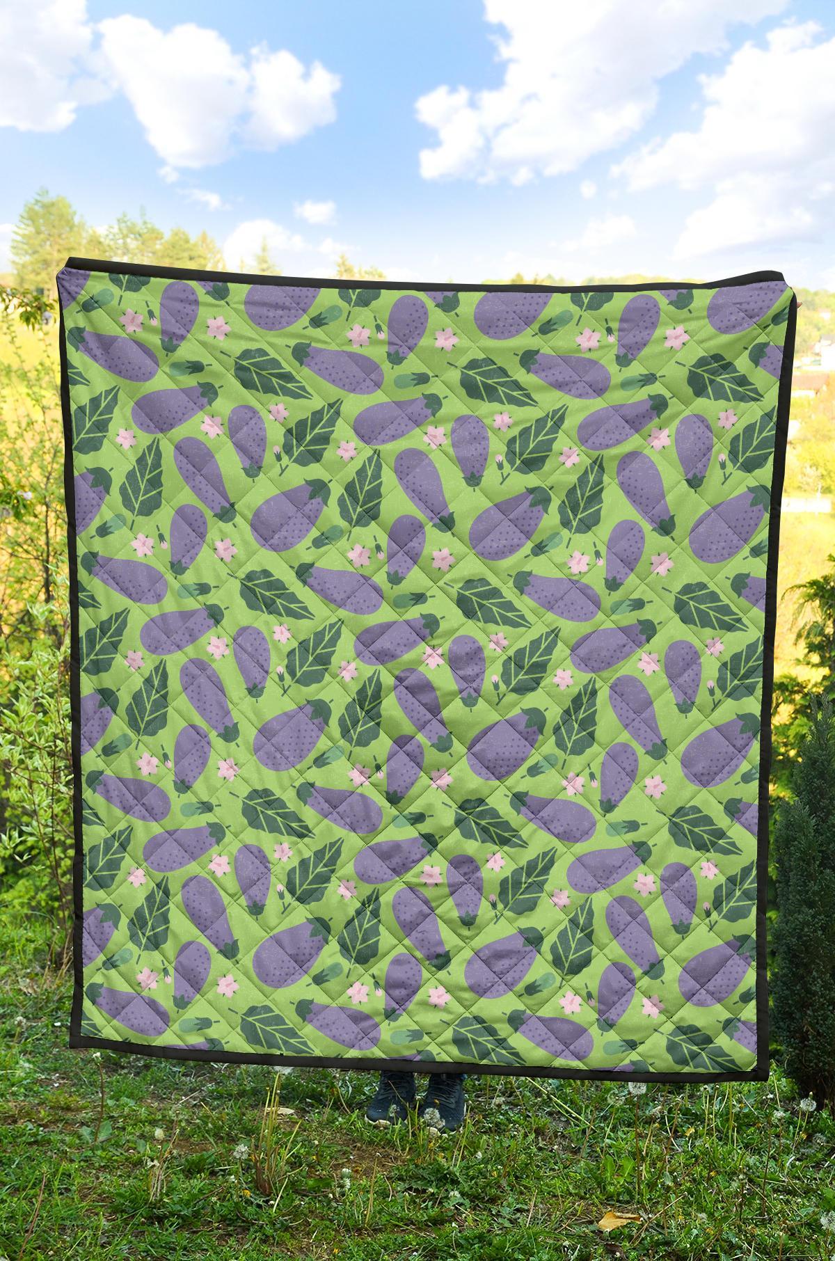 Eggplant Cute Pattern Print Quilt-grizzshop