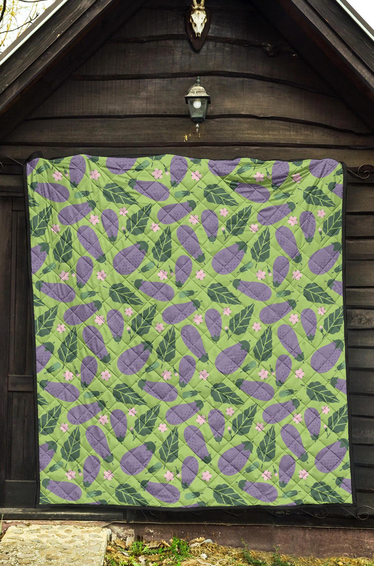 Eggplant Cute Pattern Print Quilt-grizzshop