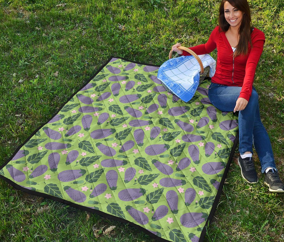 Eggplant Cute Pattern Print Quilt-grizzshop