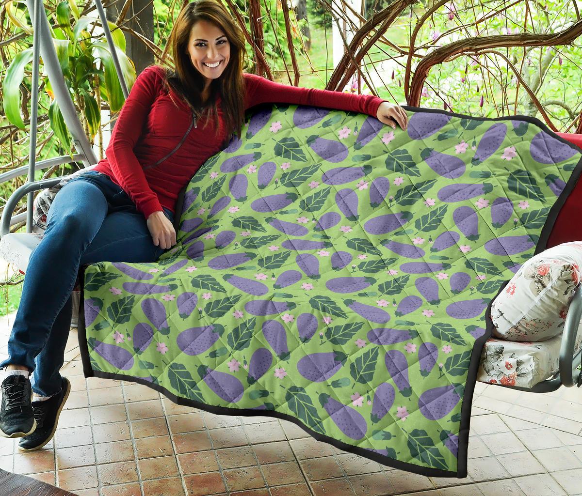 Eggplant Cute Pattern Print Quilt-grizzshop