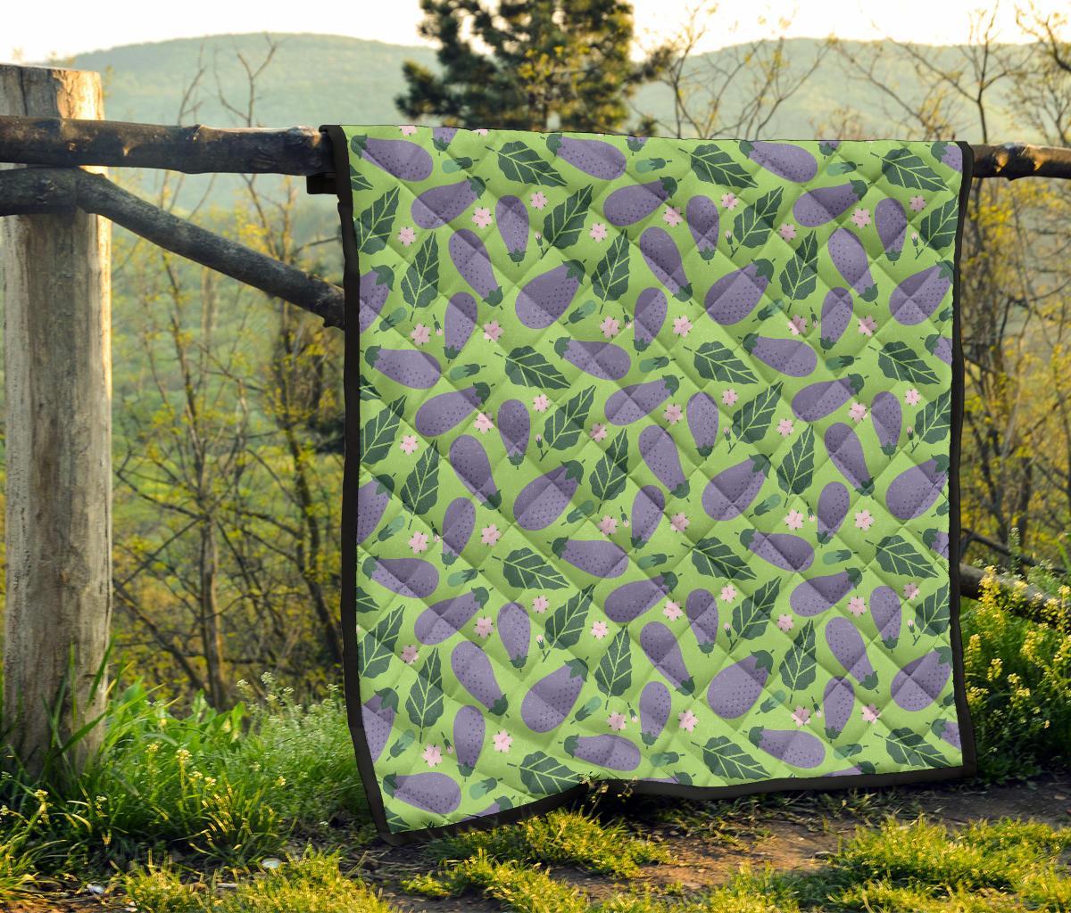 Eggplant Cute Pattern Print Quilt-grizzshop