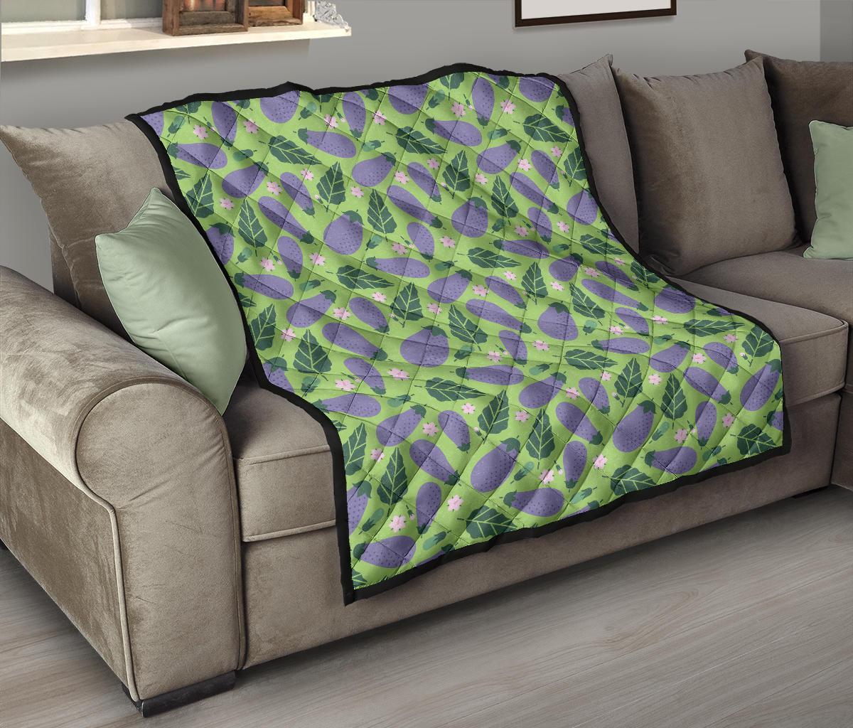 Eggplant Cute Pattern Print Quilt-grizzshop