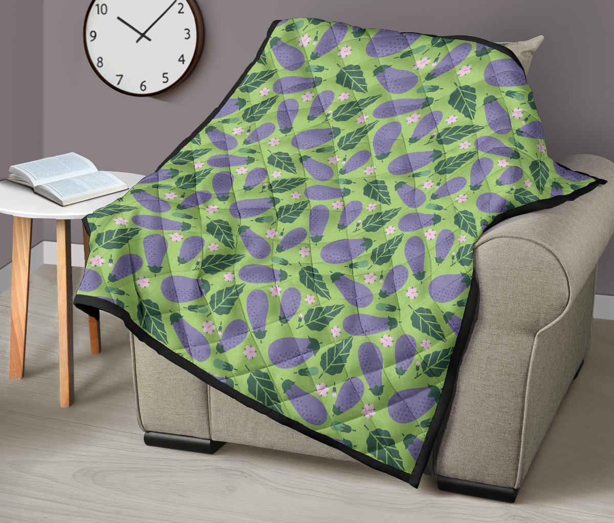 Eggplant Cute Pattern Print Quilt-grizzshop