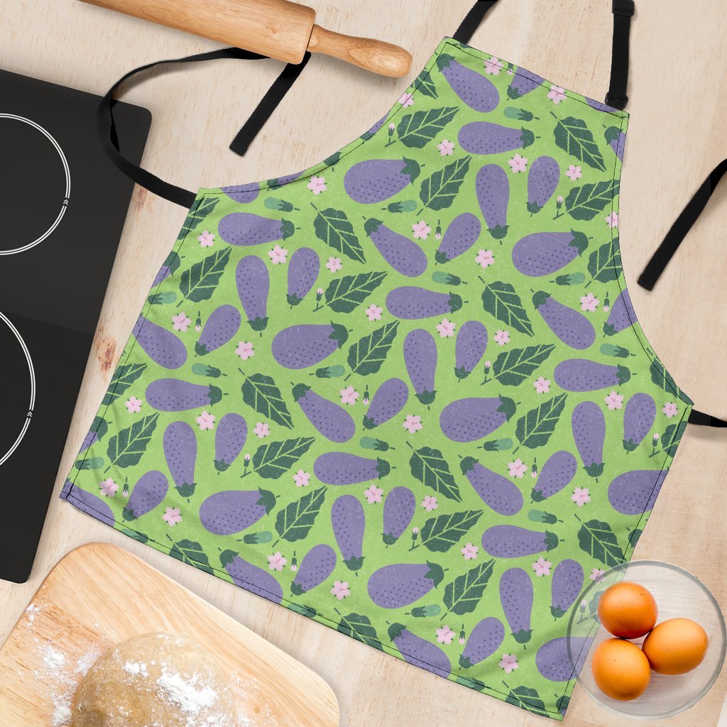 Eggplant Cute Pattern Print Women's Apron-grizzshop