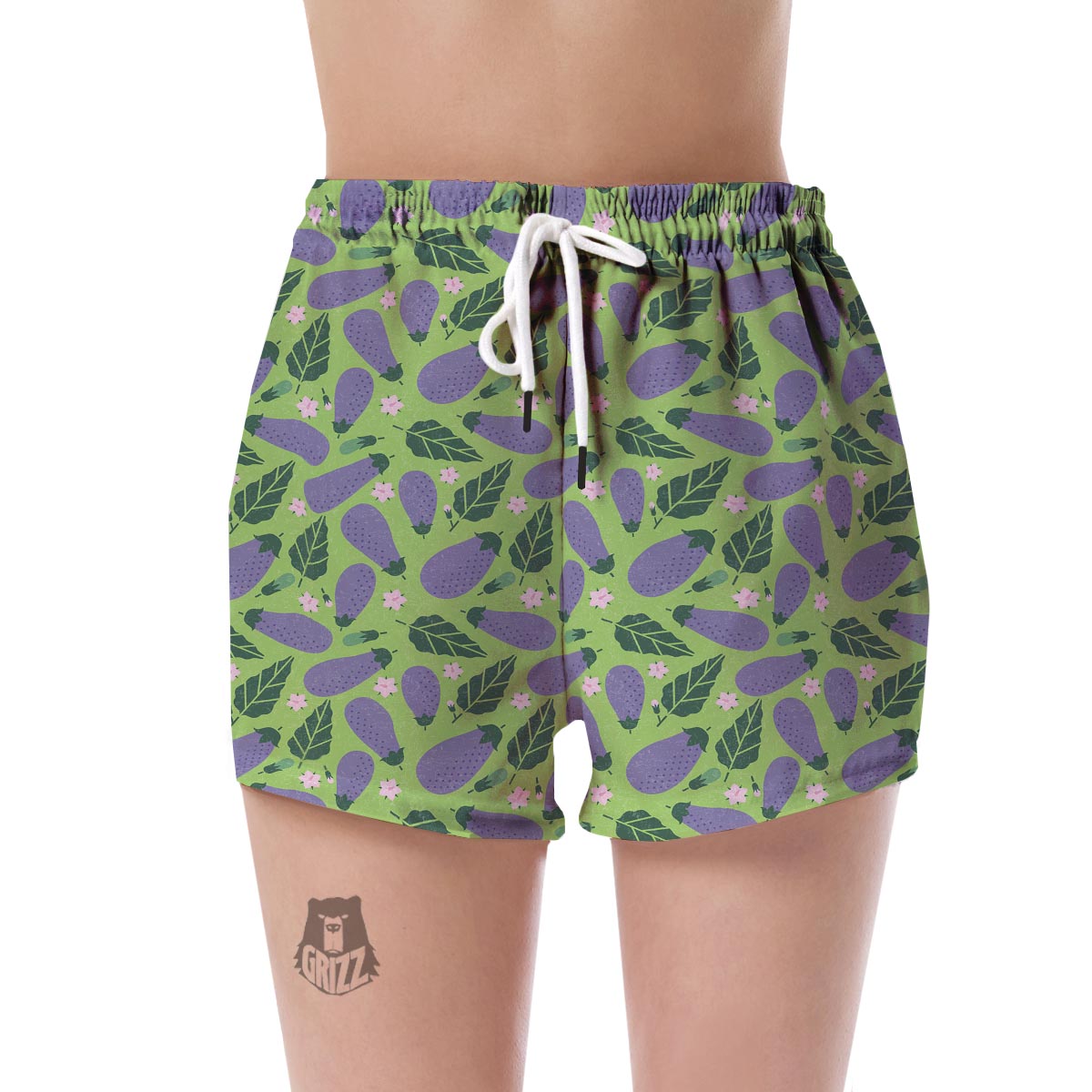 Eggplant Cute Pattern Print Women's Shorts-grizzshop