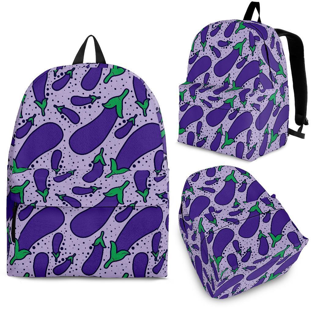 Eggplant Cute Print Pattern Backpack-grizzshop