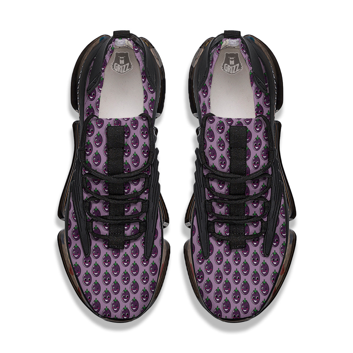 Eggplant Cute Print Pattern Black Gym Shoes-grizzshop