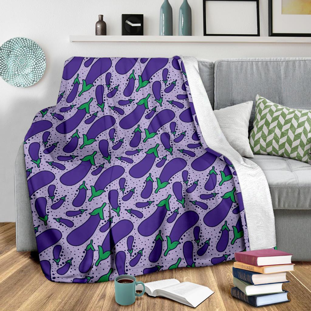 Eggplant Cute Print Pattern Blanket-grizzshop