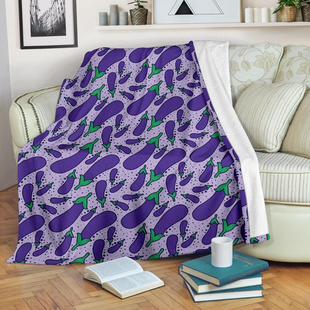 Eggplant Cute Print Pattern Blanket-grizzshop