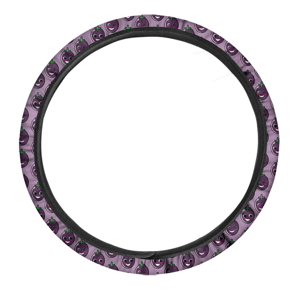 Eggplant Cute Print Pattern Car Steering Wheel Cover-grizzshop