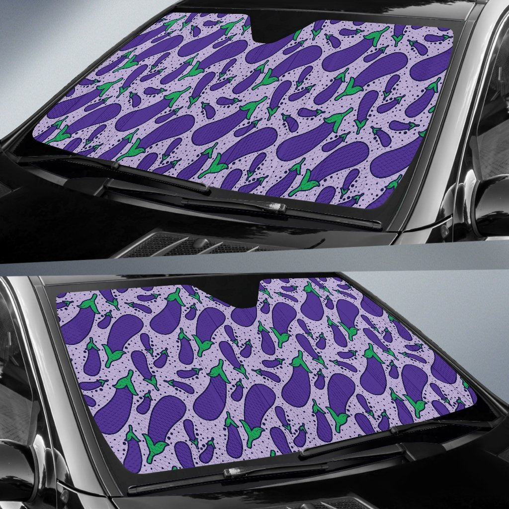 Eggplant Cute Print Pattern Car Sun Shade-grizzshop