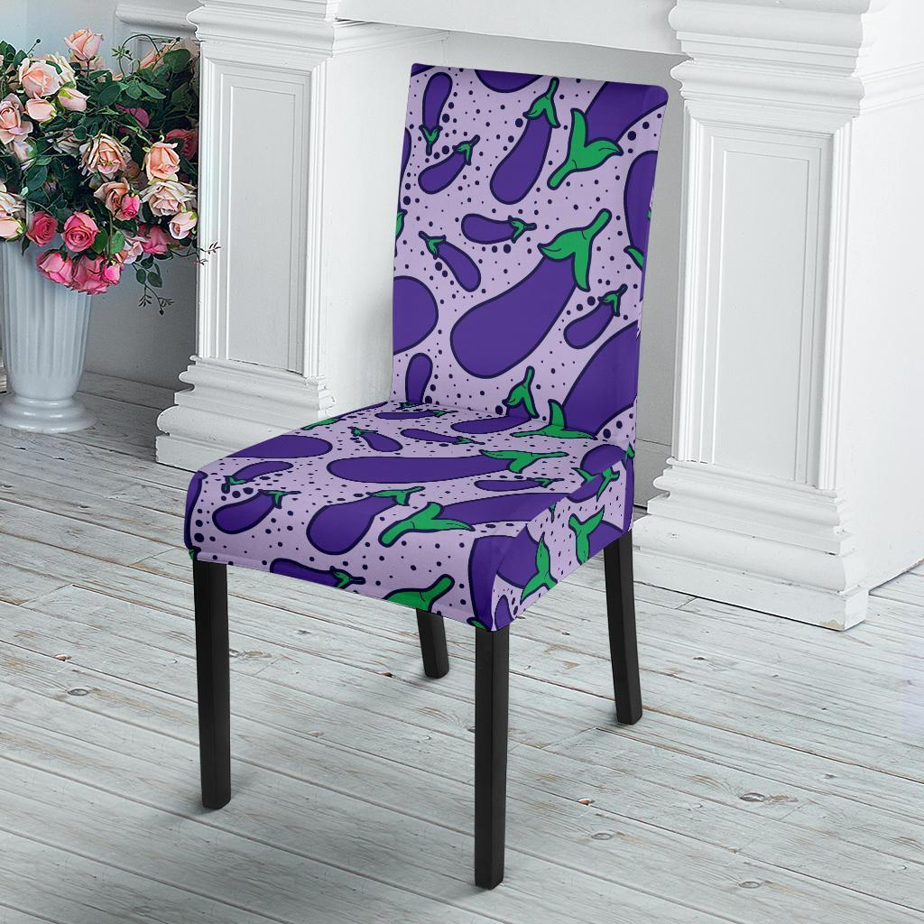 Eggplant Cute Print Pattern Chair Cover-grizzshop