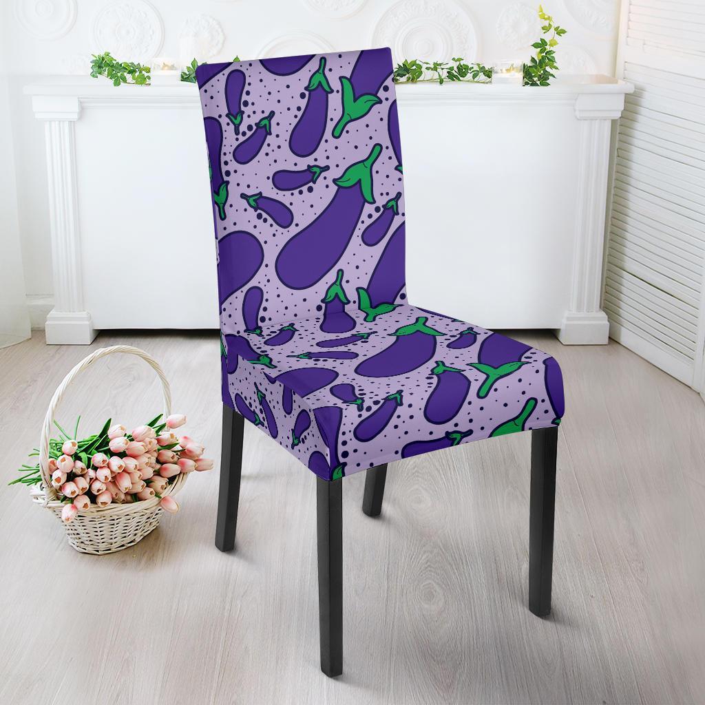 Eggplant Cute Print Pattern Chair Cover-grizzshop