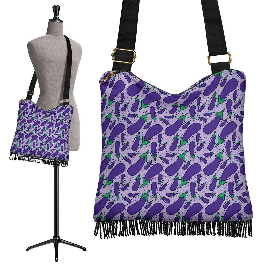 Eggplant Cute Print Pattern Crossbody bags-grizzshop