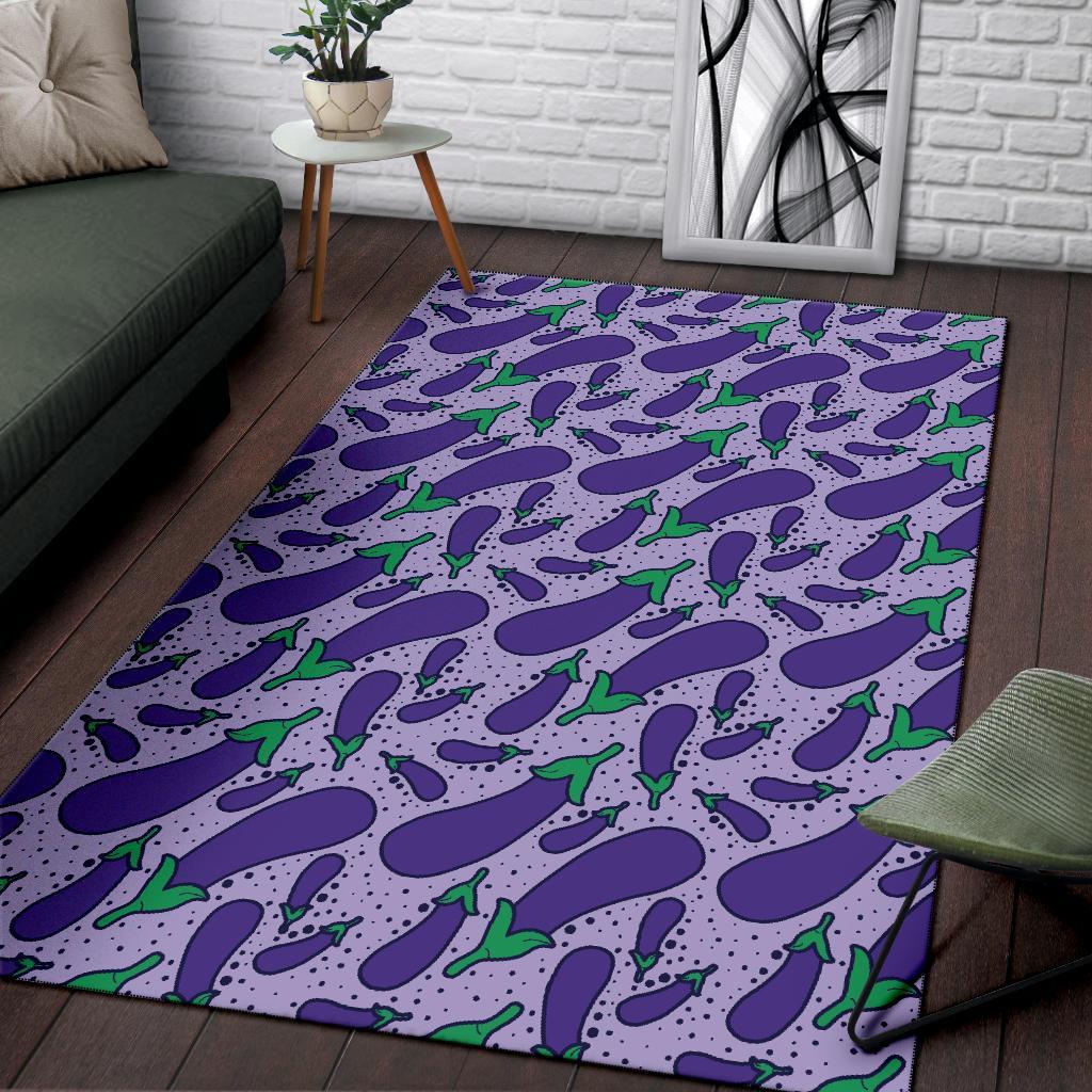 Eggplant Cute Print Pattern Floor Mat-grizzshop