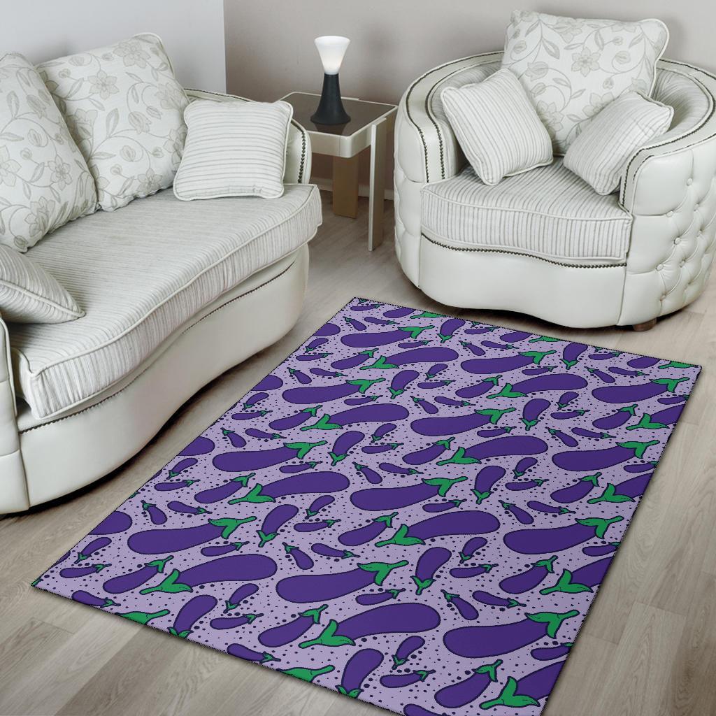 Eggplant Cute Print Pattern Floor Mat-grizzshop