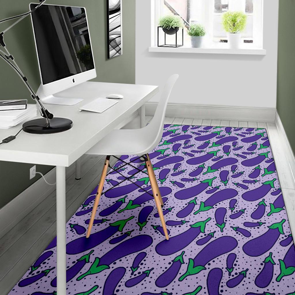 Eggplant Cute Print Pattern Floor Mat-grizzshop