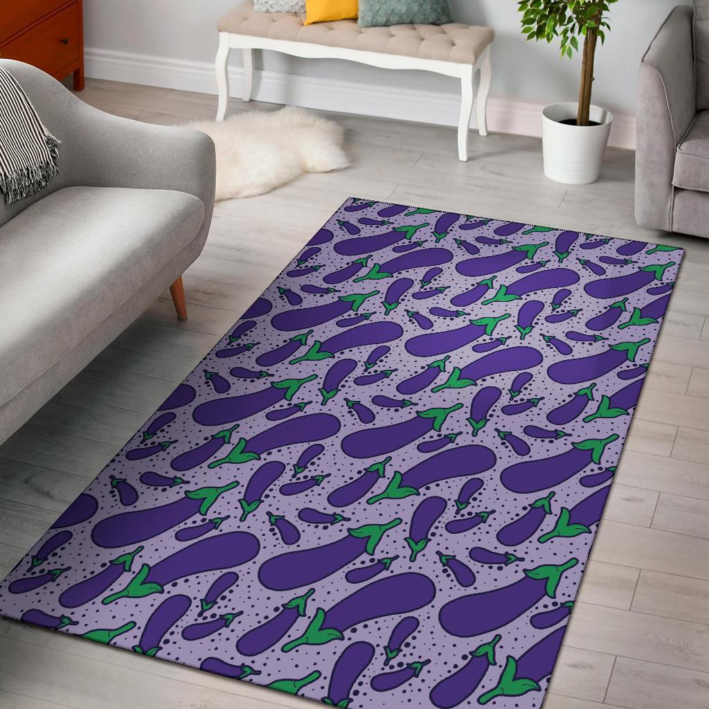 Eggplant Cute Print Pattern Floor Mat-grizzshop