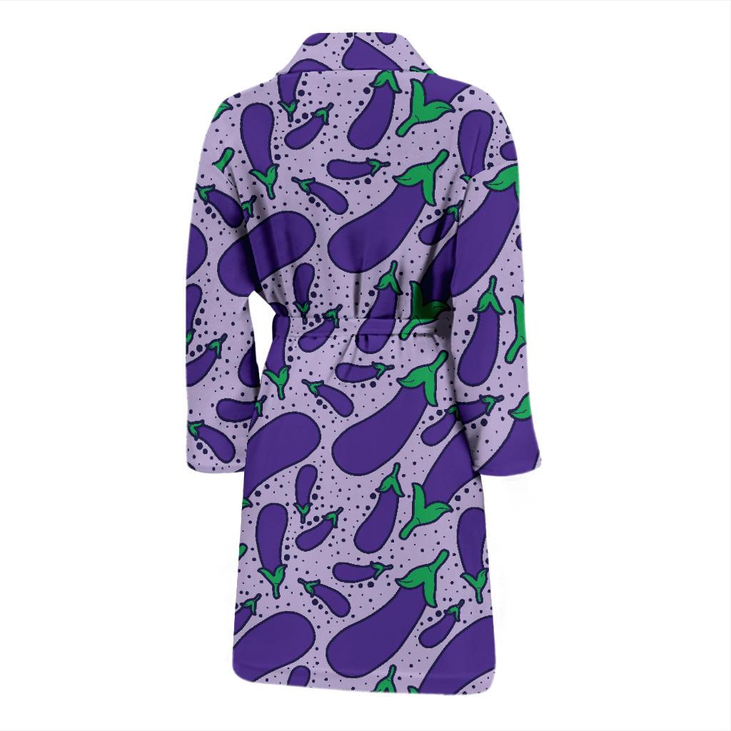 Eggplant Cute Print Pattern Men Long Robe-grizzshop