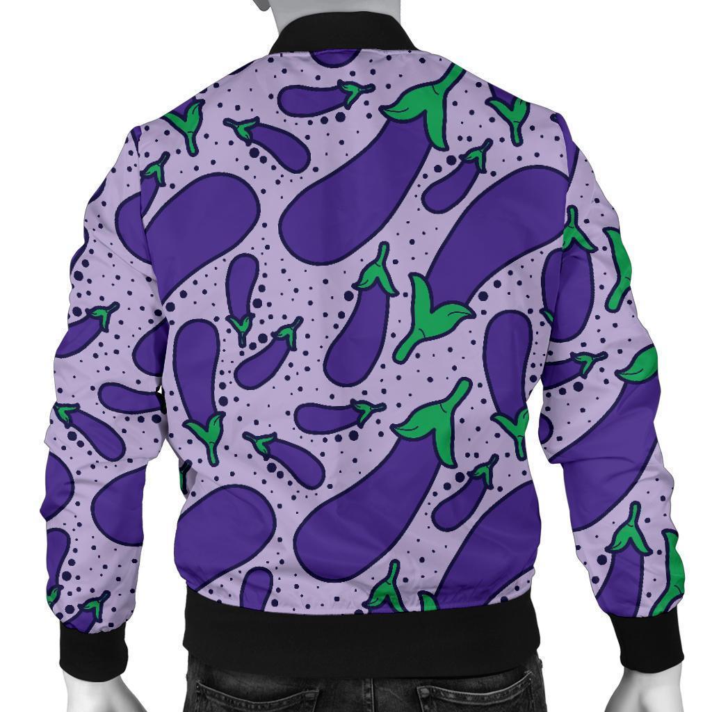 Eggplant Cute Print Pattern Men's Bomber Jacket-grizzshop