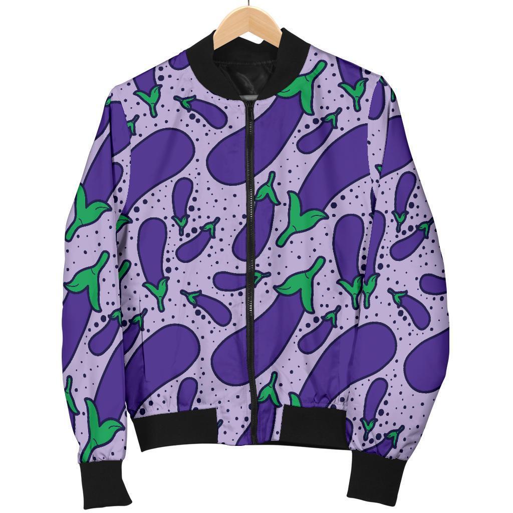 Eggplant Cute Print Pattern Men's Bomber Jacket-grizzshop