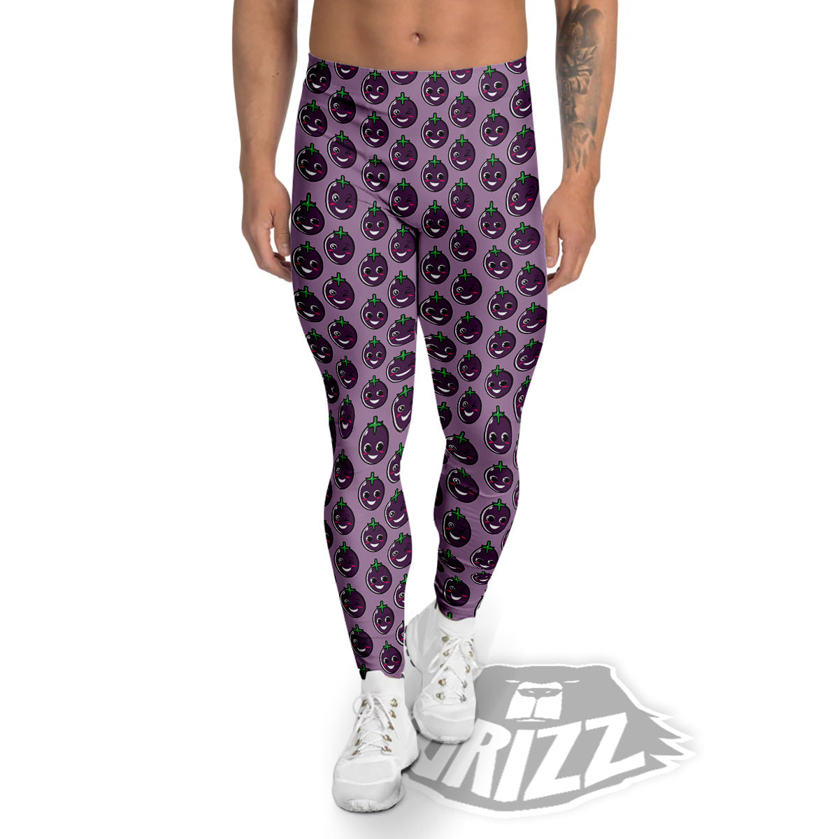 Eggplant Cute Print Pattern Men's Leggings-grizzshop