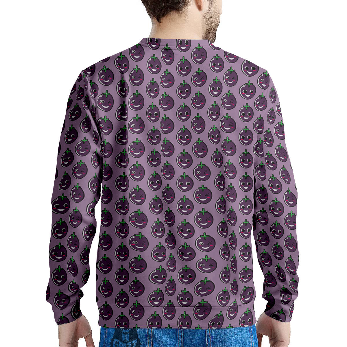 Eggplant Cute Print Pattern Men's Sweatshirt-grizzshop