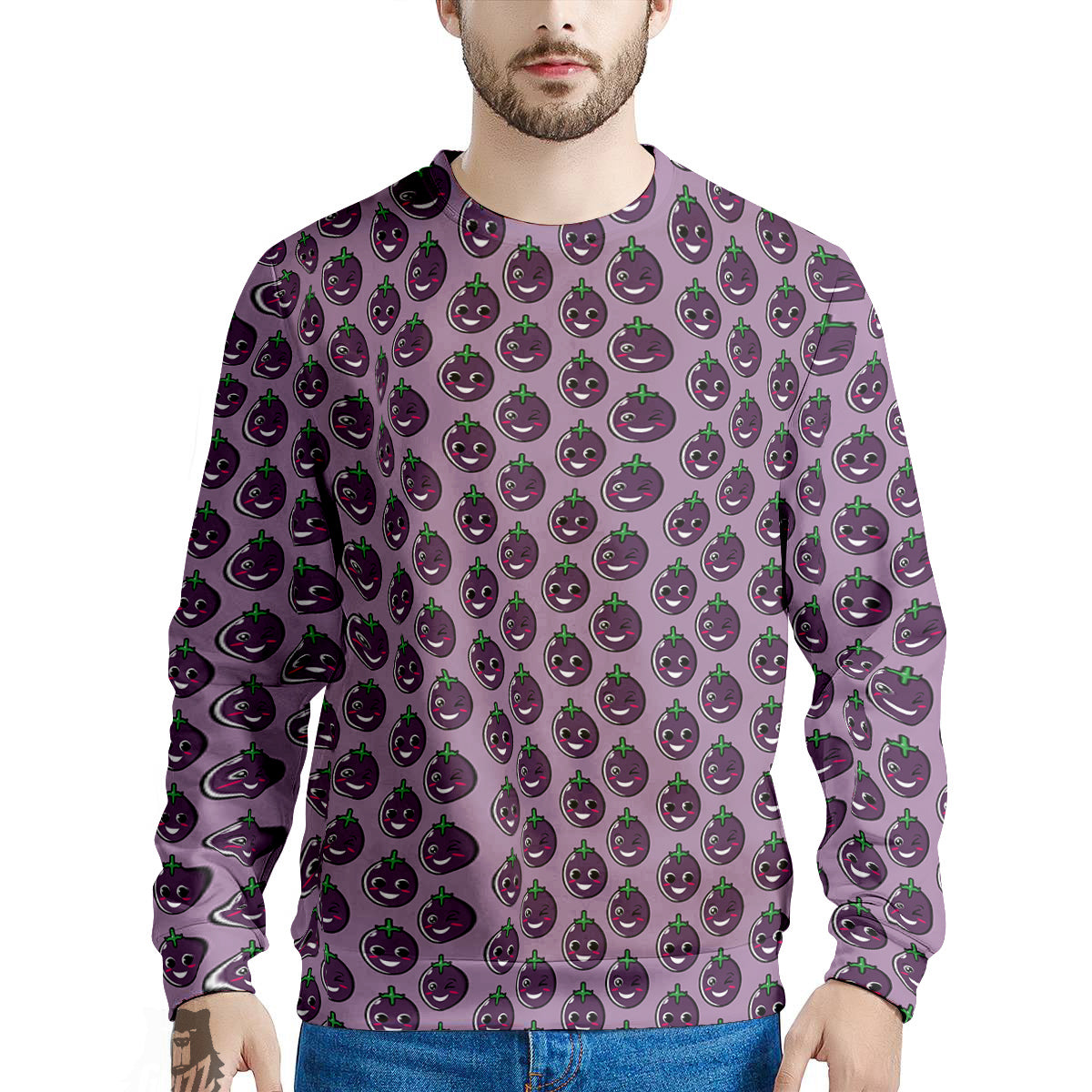 Eggplant Cute Print Pattern Men's Sweatshirt-grizzshop
