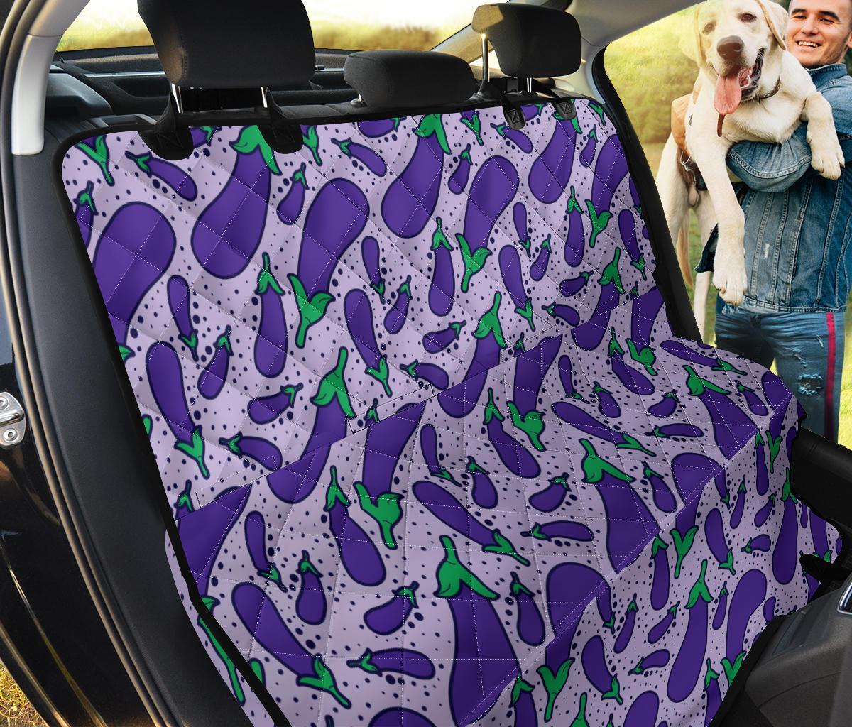 Eggplant Cute Print Pattern Pet Car Seat Cover-grizzshop
