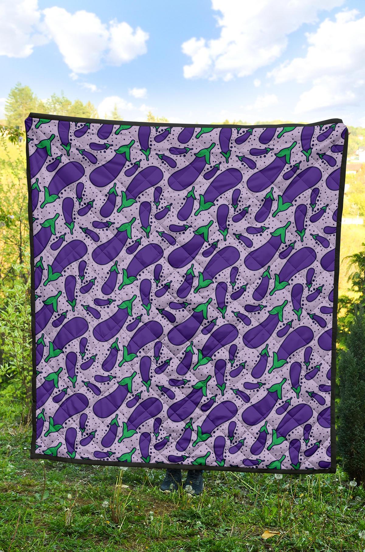 Eggplant Cute Print Pattern Quilt-grizzshop