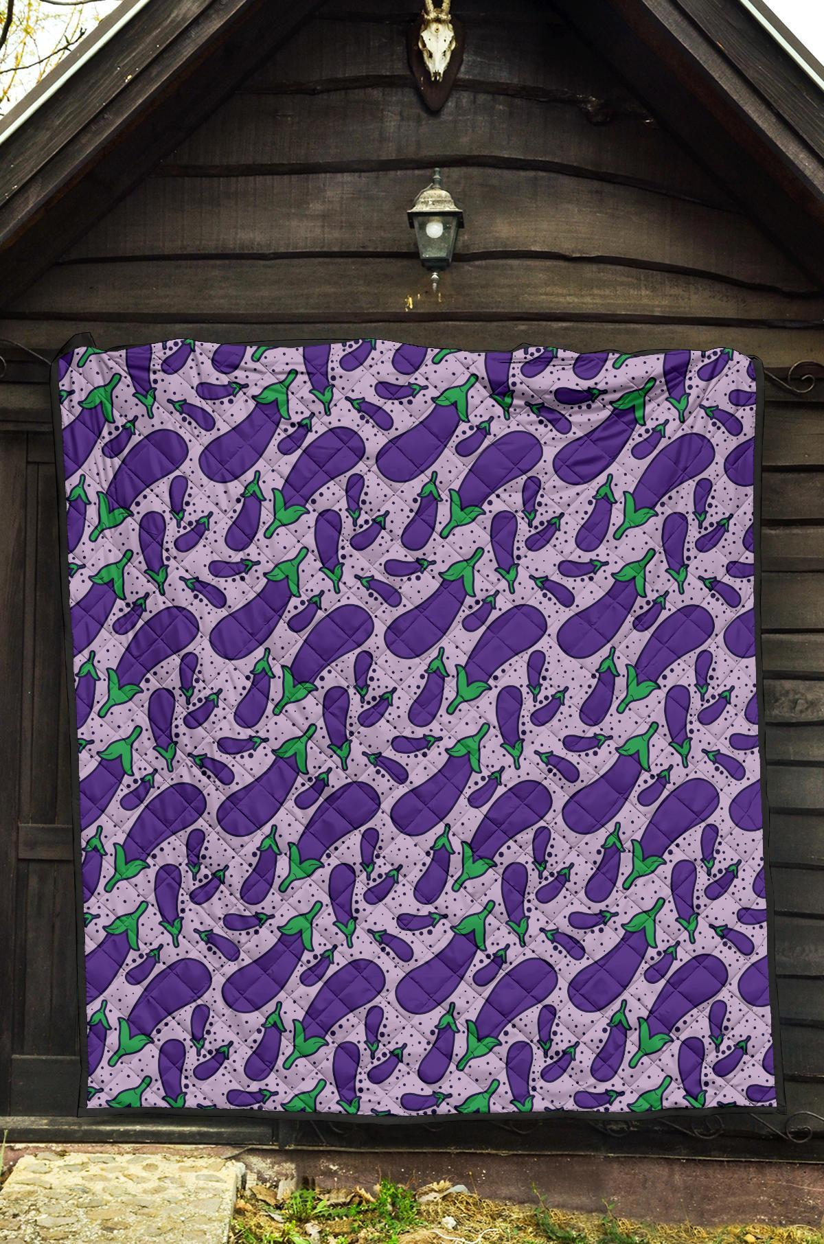 Eggplant Cute Print Pattern Quilt-grizzshop