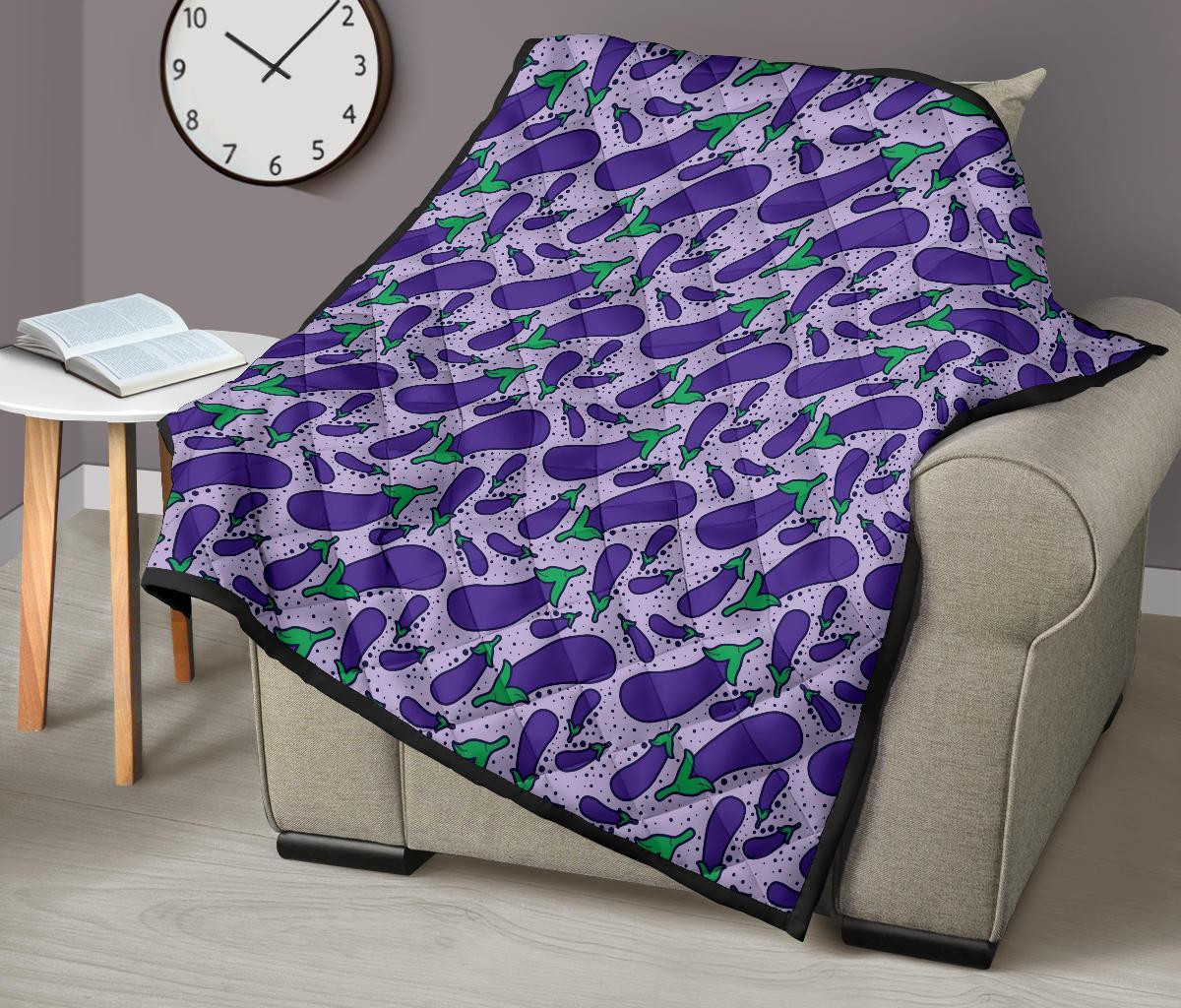 Eggplant Cute Print Pattern Quilt-grizzshop